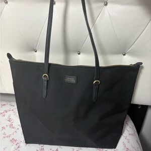 Lauren Ralph Lauren Black Nylon Shoulder Tote with Gold Accents